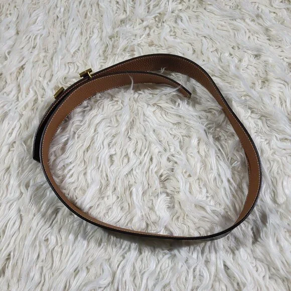 Hermès Reversible Black/Brown Constance H Belt #85 Brushed Gold Buckle - Picture 5 of 12